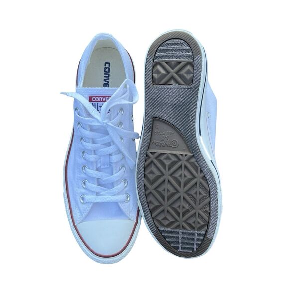 White Canvas Low Top CONVERSE All Star Tennis Shoes, Men's 9 / Women's 11 - Picture 9 of 10